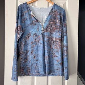 Amazon Quarter Zip Abstract Pattern Shirt Size XL